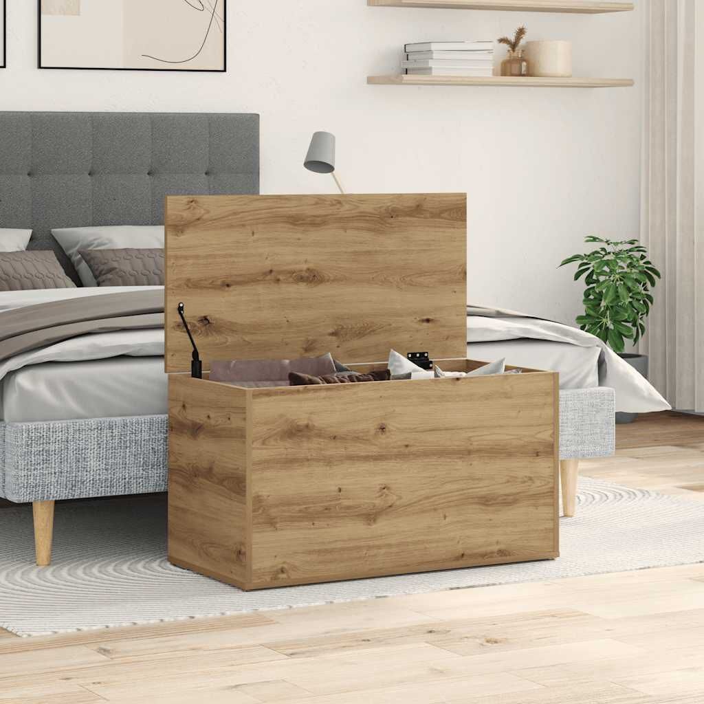 vidaXL Opbergkist 84x42x46 cm Bewerkt Hout Artisanaal Eiken (34% korting)