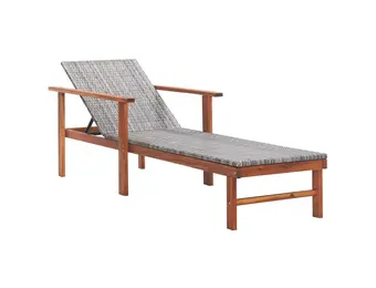 vidaXL Ligbed Poly Rattan & Acaciahout - Grijs (34% Korting)