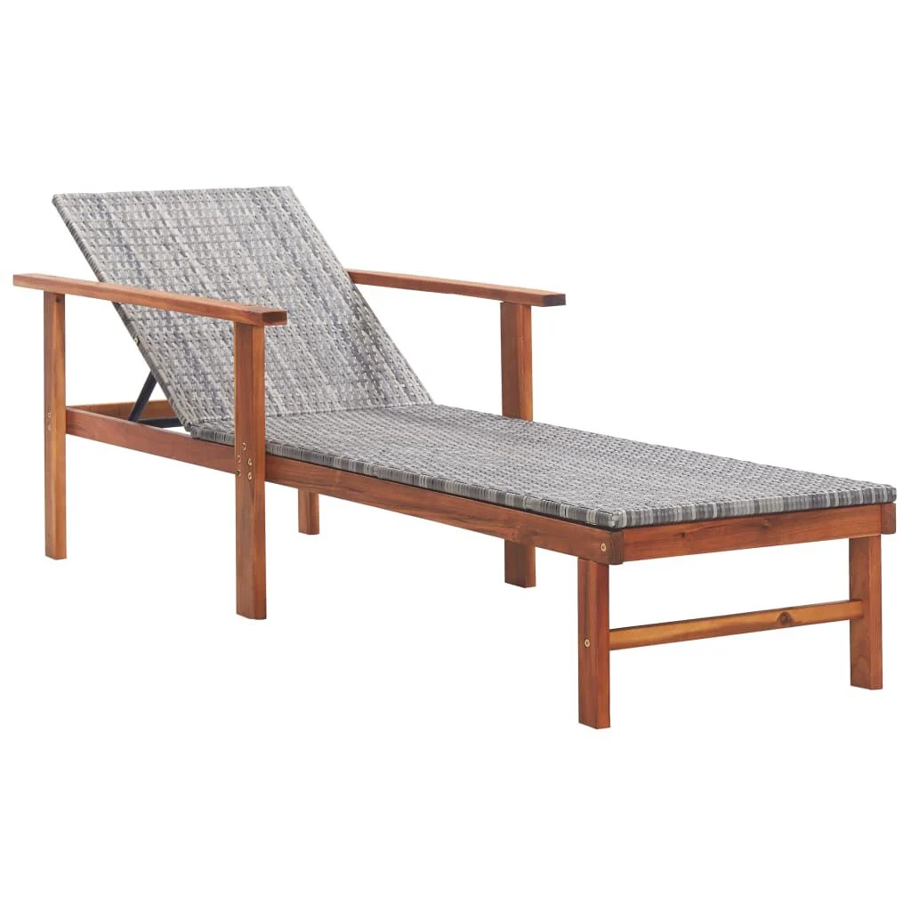 vidaXL Ligbed Poly Rattan & Acaciahout - Grijs (34% Korting)