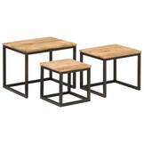 VidaXL Salontafelset (3-delig) - Mangohout & IJzer - 54% Korting