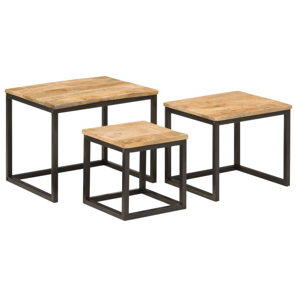VidaXL Salontafelset (3-delig) - Mangohout & IJzer - 54% Korting