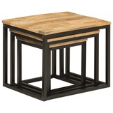 VidaXL Salontafelset (3-delig) - Mangohout & IJzer - 54% Korting