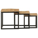 VidaXL Salontafelset (3-delig) - Mangohout & IJzer - 54% Korting