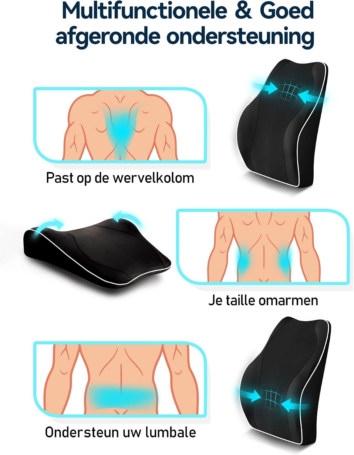 Ergonomisch Lendensteun Kussen Zwart - 34% Korting