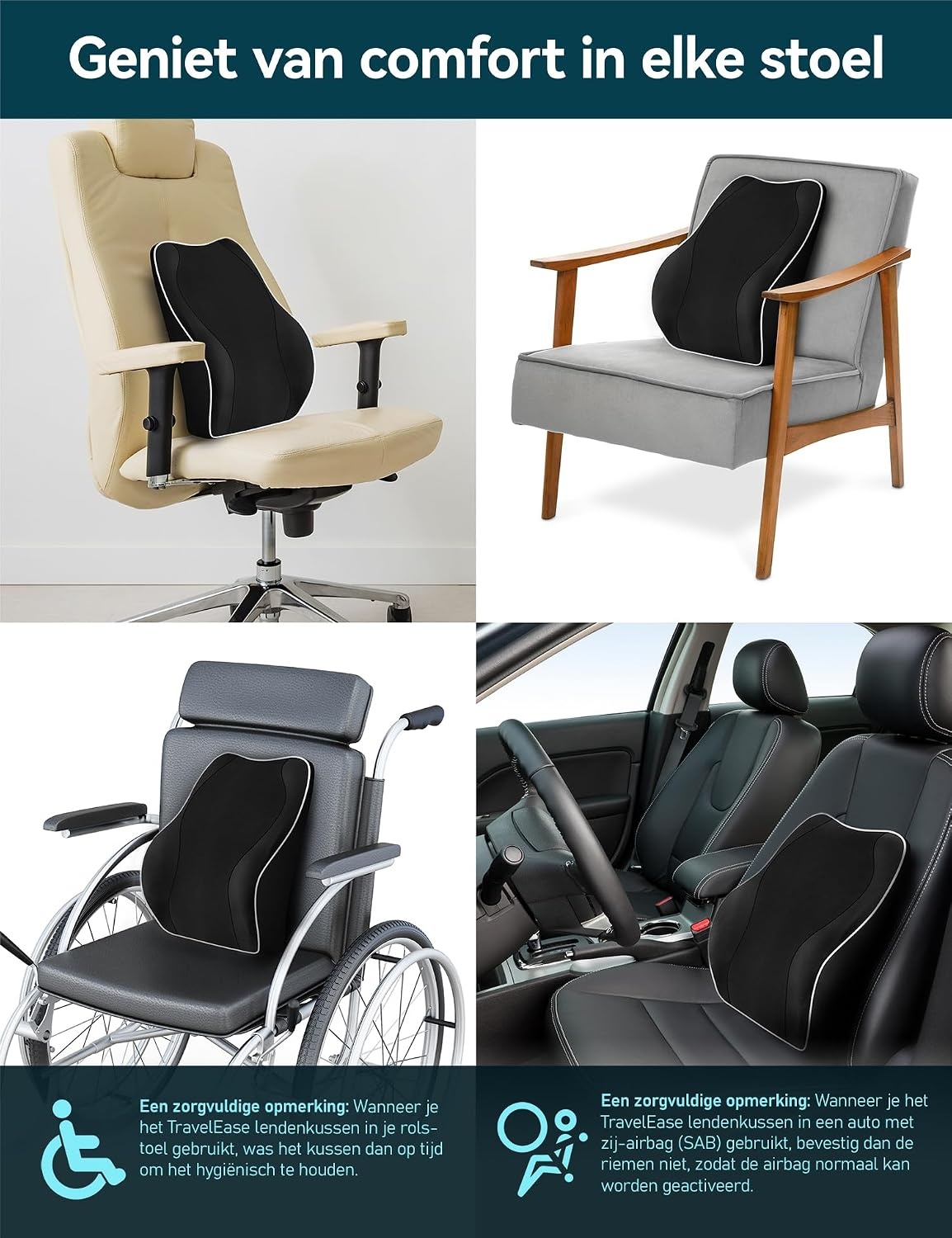 Ergonomisch Lendensteun Kussen Zwart - 34% Korting