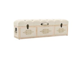 VidaXL Opbergbank 110cm Vurenhout & Stof Crème 55% Korting