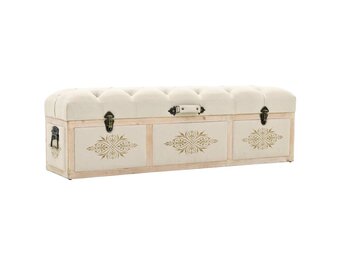 VidaXL Opbergbank 110cm Vurenhout & Stof Crème 55% Korting