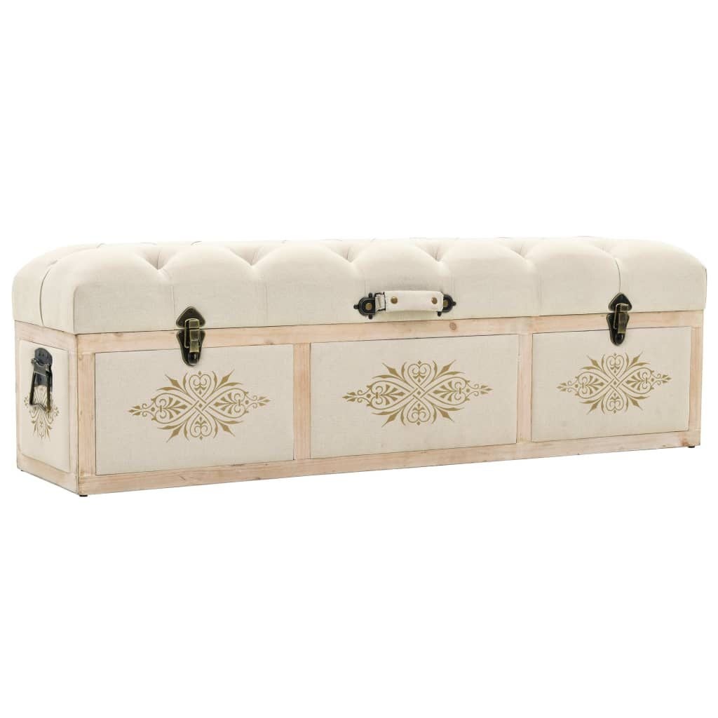 VidaXL Opbergbank 110cm Vurenhout & Stof Crème 55% Korting