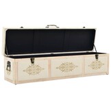 VidaXL Opbergbank 110cm Vurenhout & Stof Crème 55% Korting
