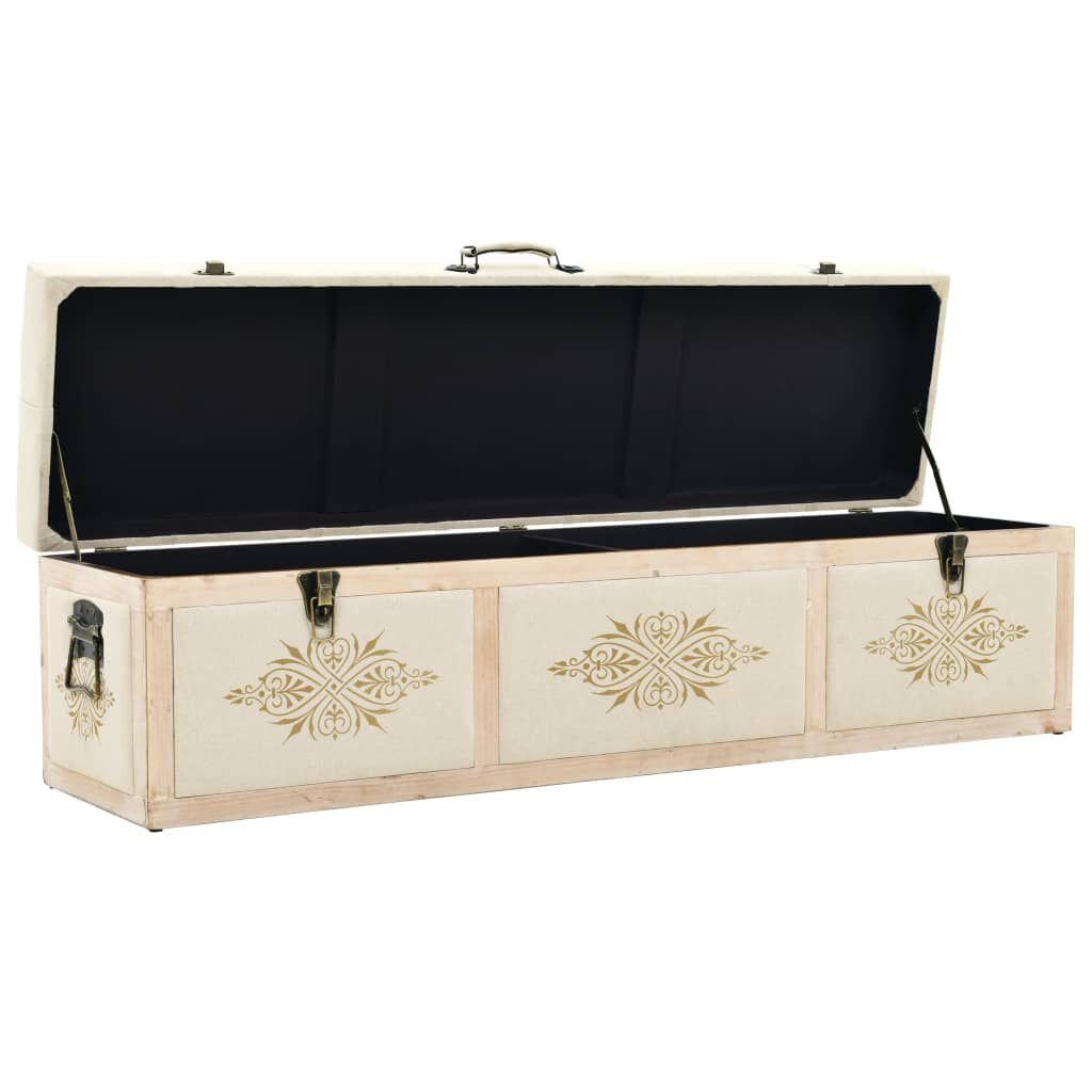 VidaXL Opbergbank 110cm Vurenhout & Stof Crème 55% Korting