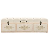 VidaXL Opbergbank 110cm Vurenhout & Stof Crème 55% Korting