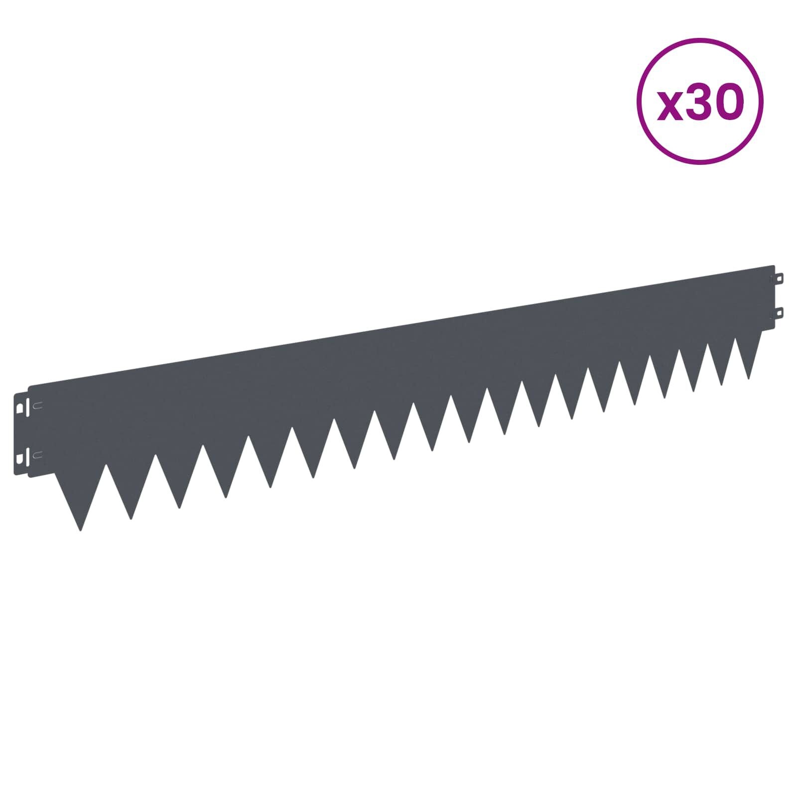 VidaXL Gazonrand 30 stuks 103x15cm Staal Antraciet - 35% Korting!