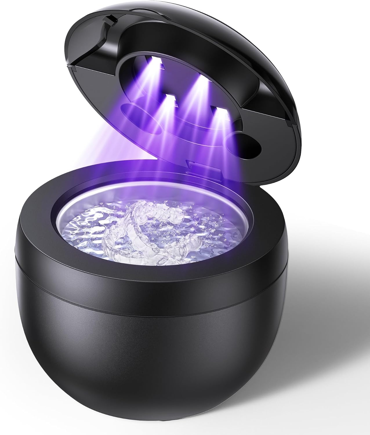 Ultrasoon reinigingsapparaat, 45 kHz houderreiniger, 4 modi, ultrasone reiniger voor kunstgebitten, retiner, aligner, prothesen, tandenborstelkop, sieraden