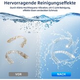 Ultrasoon reinigingsapparaat, 45 kHz houderreiniger, 4 modi, ultrasone reiniger voor kunstgebitten, retiner, aligner, prothesen, tandenborstelkop, sieraden
