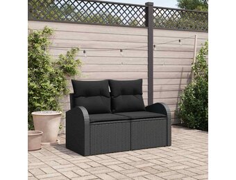 VidaXL Tuinbank Zwart Poly Rattan met Kussen 124cm - 35% Korting