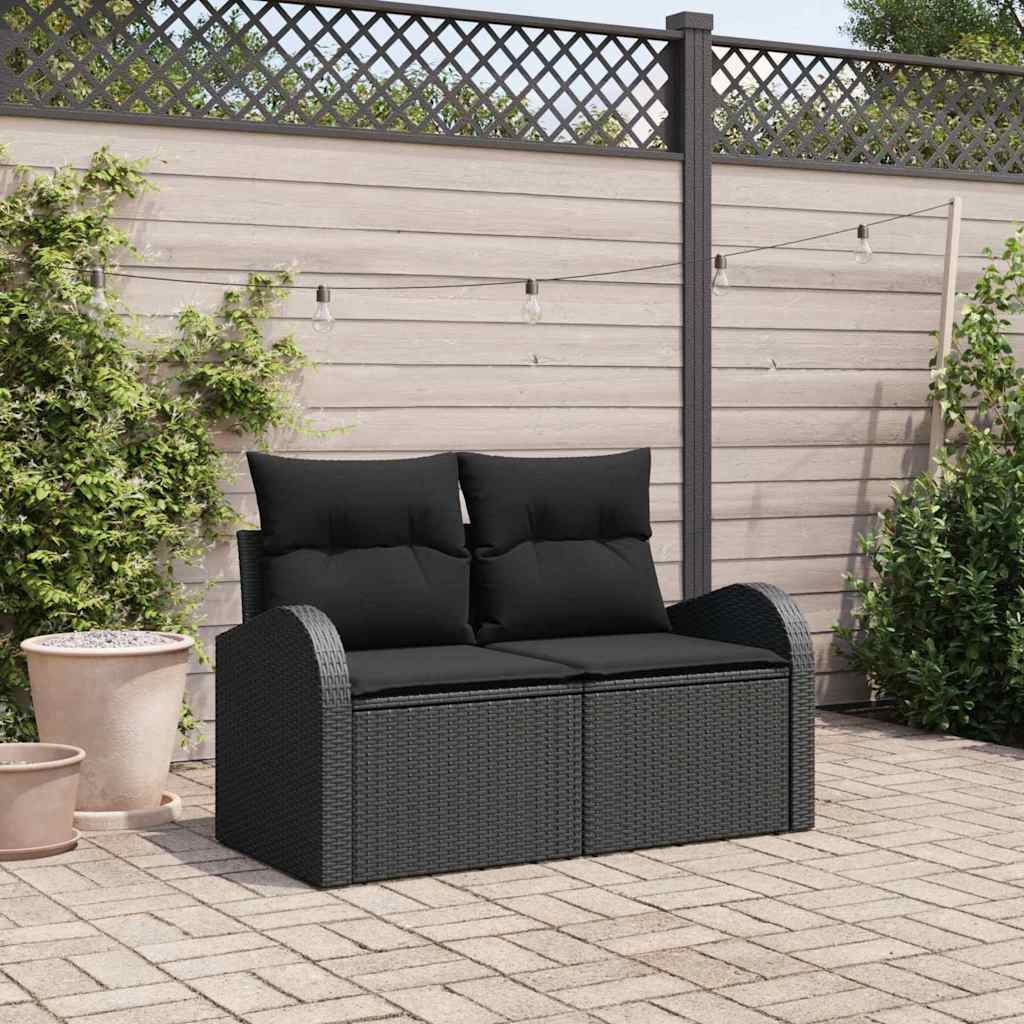 VidaXL Tuinbank Zwart Poly Rattan met Kussen 124cm - 35% Korting