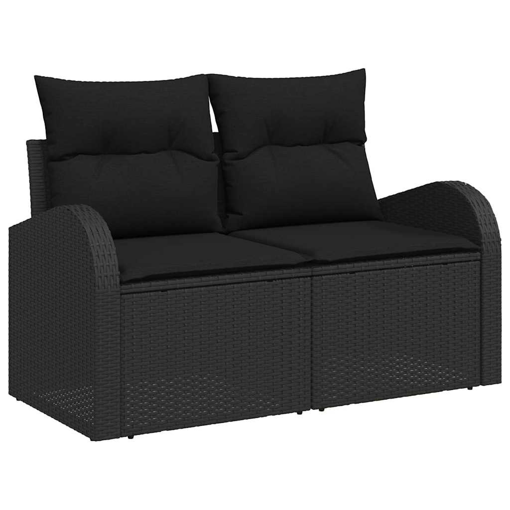 VidaXL Tuinbank Zwart Poly Rattan met Kussen 124cm - 35% Korting
