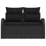 VidaXL Tuinbank Zwart Poly Rattan met Kussen 124cm - 35% Korting