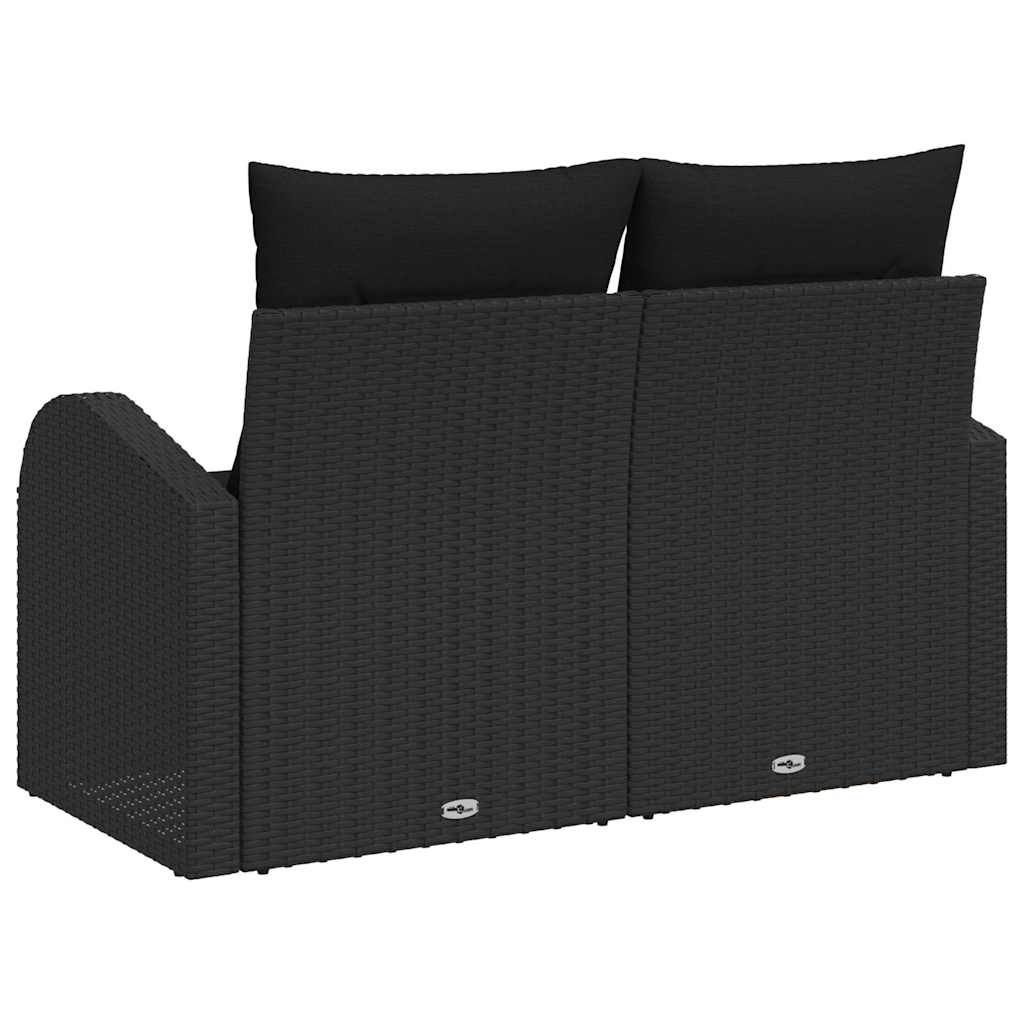 VidaXL Tuinbank Zwart Poly Rattan met Kussen 124cm - 35% Korting