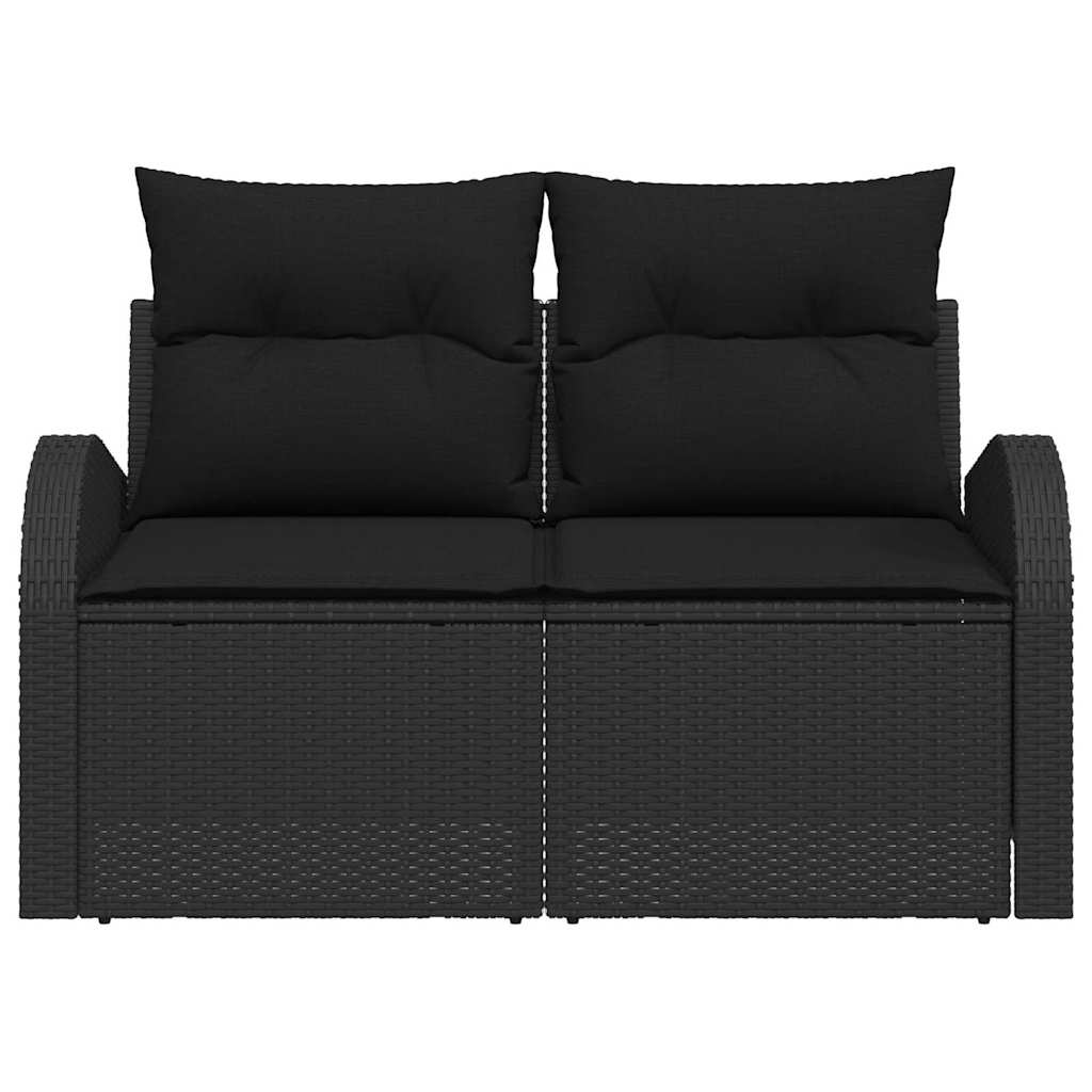 VidaXL Tuinbank Zwart Poly Rattan met Kussen 124cm - 35% Korting