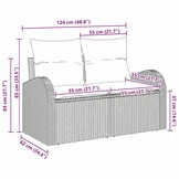 VidaXL Tuinbank Zwart Poly Rattan met Kussen 124cm - 35% Korting