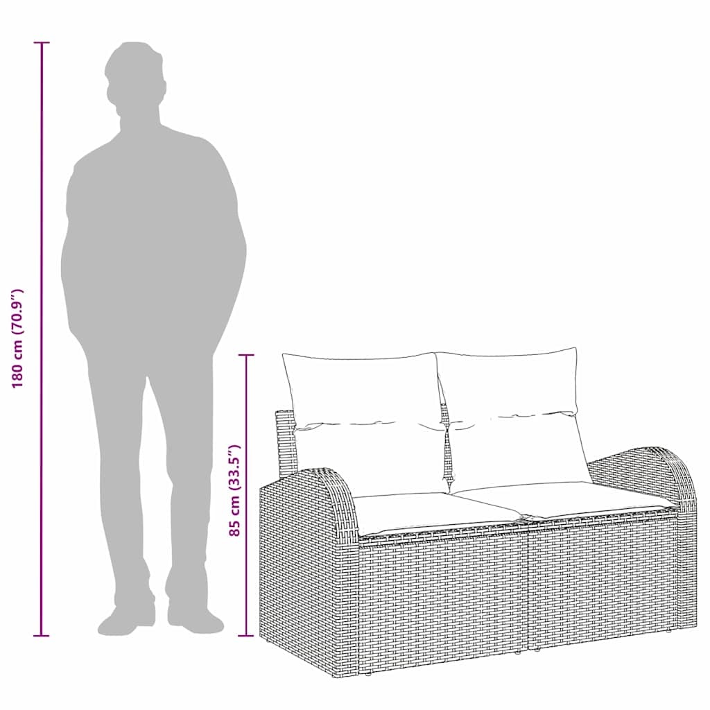 VidaXL Tuinbank Zwart Poly Rattan met Kussen 124cm - 35% Korting