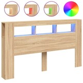 Hoofdbord met LED, Sonoma Eiken, 180 cm - 35% Korting