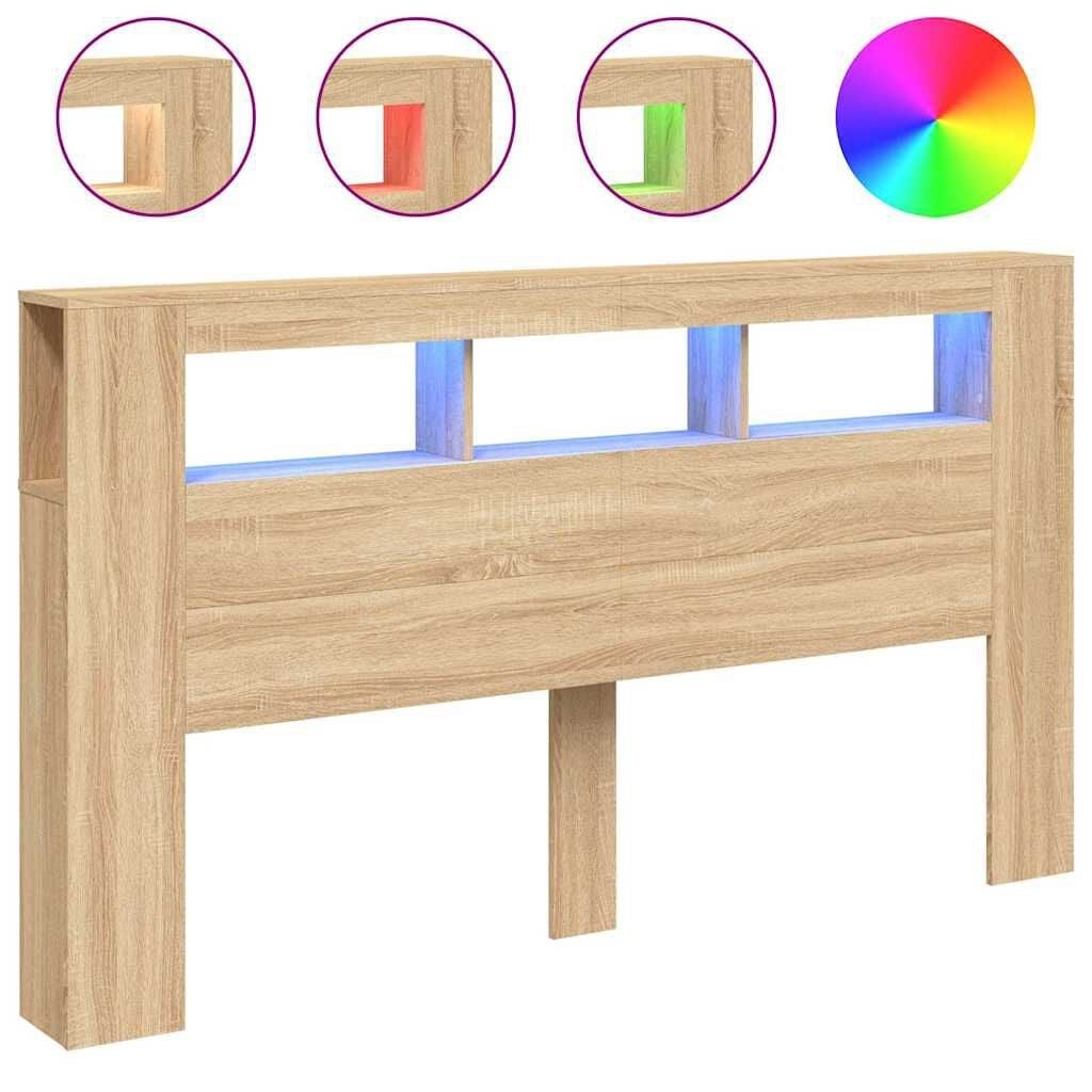 Hoofdbord met LED, Sonoma Eiken, 180 cm - 35% Korting