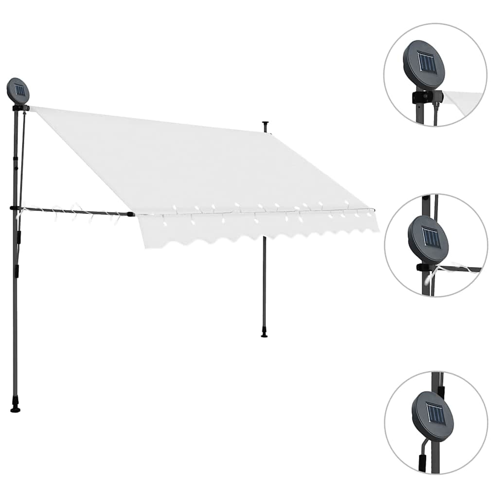 VidaXL Handmatige Luifel met LED 250cm Crème - 34% Korting
