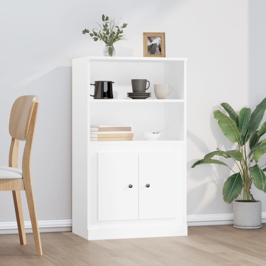 Hoge Kast Wit Bewerkt Hout - 60x35,5x103,5 cm - 34% Korting