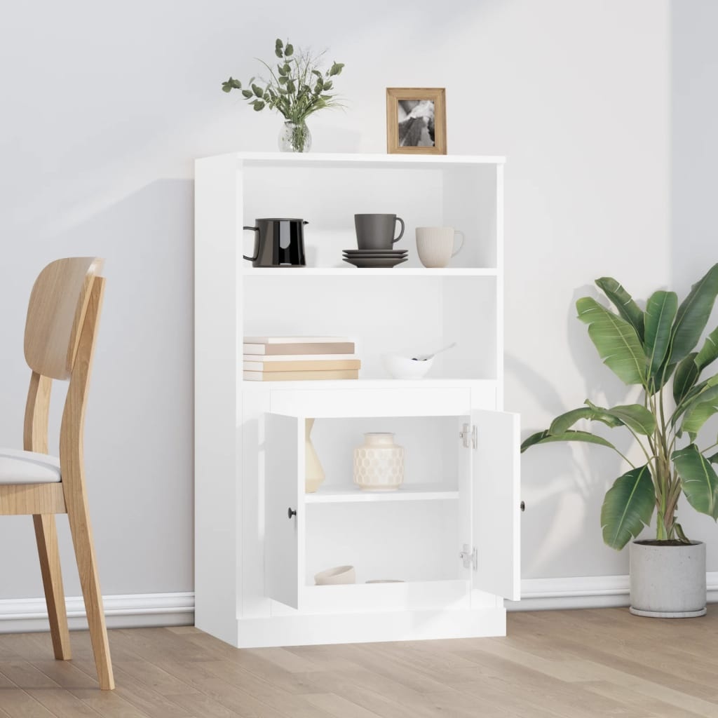 Hoge Kast Wit Bewerkt Hout - 60x35,5x103,5 cm - 34% Korting