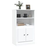 Hoge Kast Wit Bewerkt Hout - 60x35,5x103,5 cm - 34% Korting