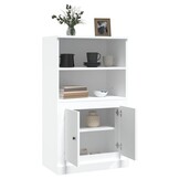 Hoge Kast Wit Bewerkt Hout - 60x35,5x103,5 cm - 34% Korting