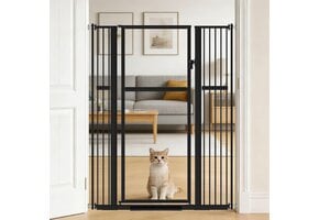 Extra Hoog Veiligheidshek Huisdieren Zwart 142cm Hoog 35% Korting