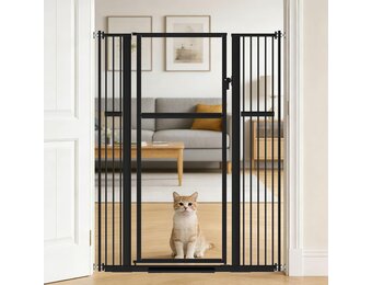 Extra Hoog Veiligheidshek Huisdieren Zwart 142cm Hoog 35% Korting