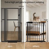 Extra Hoog Veiligheidshek Huisdieren Zwart 142cm Hoog 35% Korting