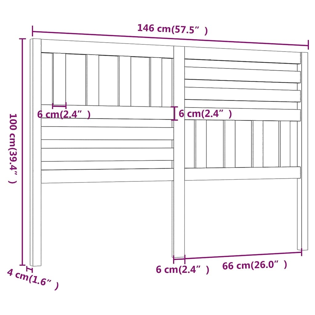 Hoofdbord Grenenhout Honingbruin 146x100 cm - 33% Korting!