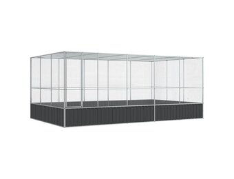 vidaXL Volière met verlengstuk 518x307x212 m staal zilverkleurig