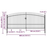 vidaXL Hekpoort dubbele deur met speren bovenkant 400x225 cm