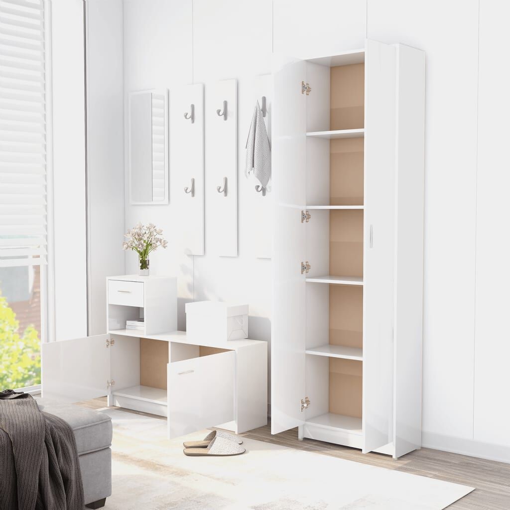 vidaXL Gangkast 55x25x189 cm bewerkt hout hoogglans wit