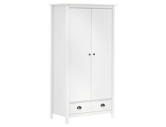 vidaXL Kledingkast Hill 2 deuren 89x50x170 cm massief grenenhout wit