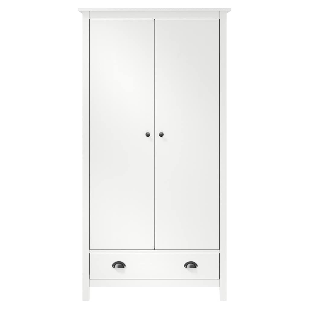 vidaXL Kledingkast Hill 2 deuren 89x50x170 cm massief grenenhout wit