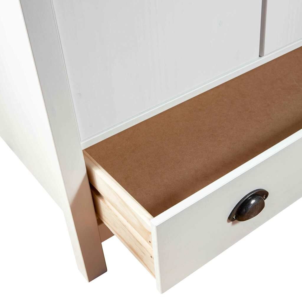 vidaXL Kledingkast Hill 2 deuren 89x50x170 cm massief grenenhout wit