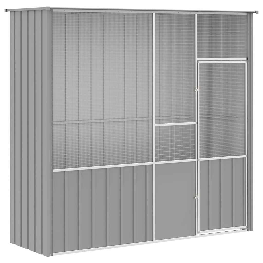 vidaXL Vogelkooi 215x78x200 cm gegalvaniseerd staal grijs