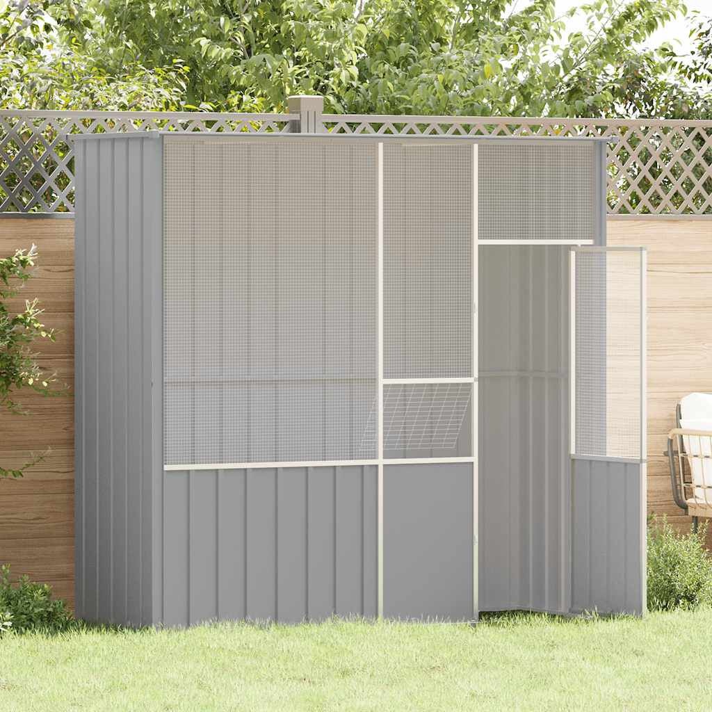 vidaXL Vogelkooi 215x78x200 cm gegalvaniseerd staal grijs