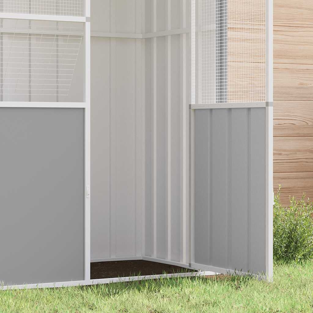 vidaXL Vogelkooi 215x78x200 cm gegalvaniseerd staal grijs