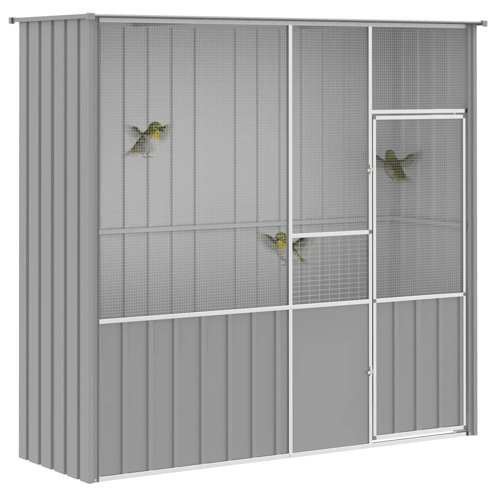 vidaXL Vogelkooi 215x78x200 cm gegalvaniseerd staal grijs