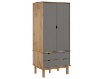 vidaXL Kledingkast OTTA 76,5x53x172 cm grenenhout bruin en grijs