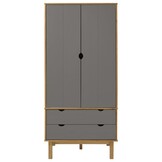 vidaXL Kledingkast OTTA 76,5x53x172 cm grenenhout bruin en grijs