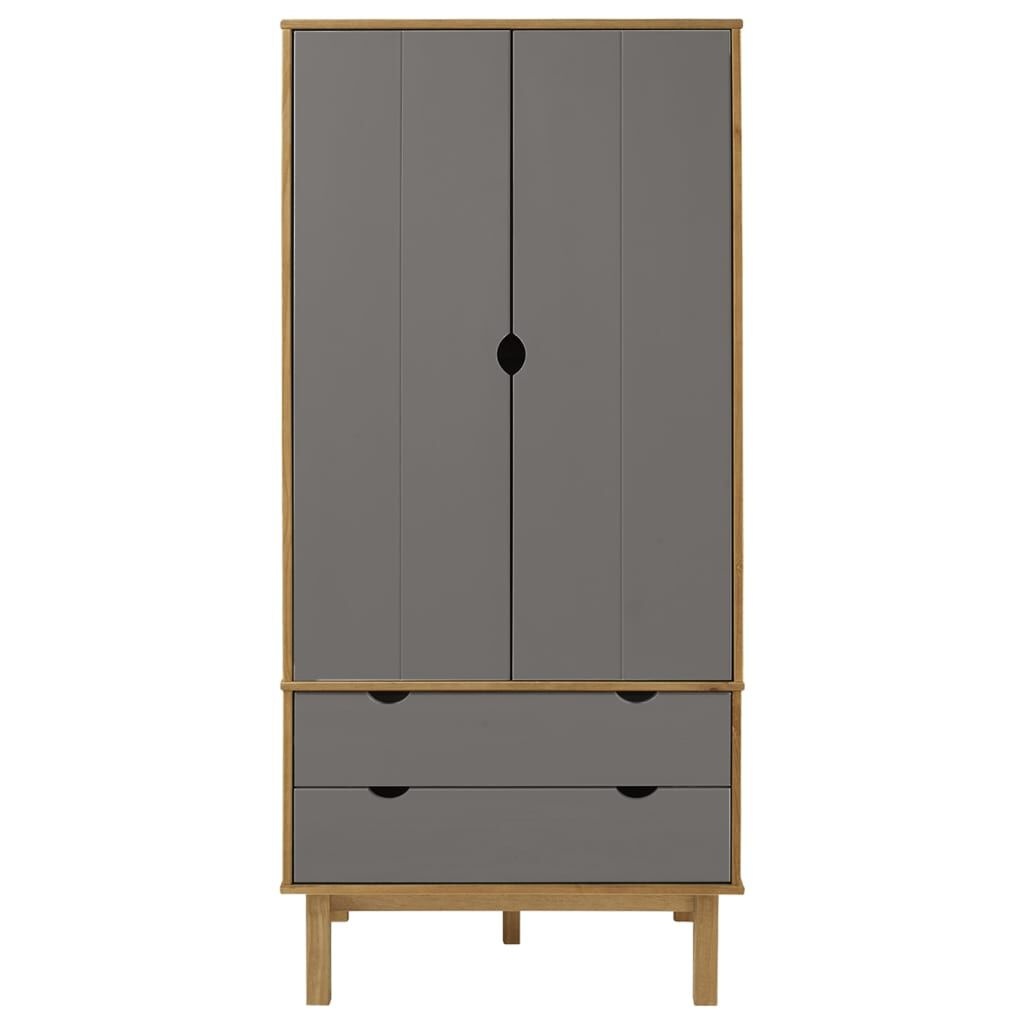 vidaXL Kledingkast OTTA 76,5x53x172 cm grenenhout bruin en grijs